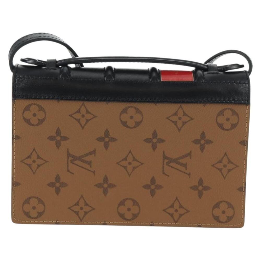 Louis Vuitton Monogram Reverse Book Wallet On Chain Shoulder Bag Black